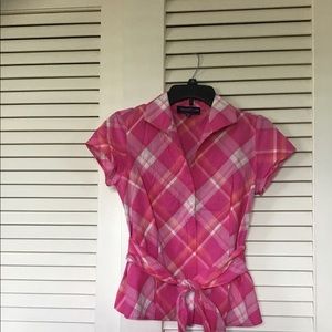 Jones New York Top Pink Plaid